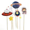 Decoración de pastel para hornear luna Cielo Estrellado tarjeta de cumpleaños inserción niño bebé niño tema meteorito astronauta decoración