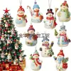Conjunto de Natal Boneco de Neve de Madeira Decoração de Natal Estátua de Boneco de Neve com Corda Decoração de Árvore de Natal Enfeite Pendente Enfeite de Madeira