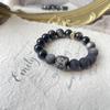 Joias Qiaoen design criativo esculpido à mão meteorito estrela leão prata obsidiana pulseira estilo nacional acessórios de traje antigo para homens e mulheres