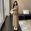 Conjunto de Ropa de Maternidad Nuevo Otoño 2026 Chaleco con Volantes de Moda Conjunto de Vestido Largo de Punto