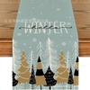 Bandera de Mesa Popular de Invierno Temu Árbol de Pino Muñeco de Nieve Impreso Material de Lino Mantel Navideño a Prueba de Polvo y Aislante