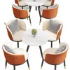 Conjunto de Mesa e Cadeiras de Lazer para Varanda da Moda, Mesa Redonda Simples de Camada Dupla para Recepção e Negociação, Uma Mesa e Duas Cadeiras, Conjunto de Três Peças para Receber Convidados