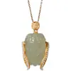 Conjunto de Colar com Pingente de Cicada em Prata de Lei S925 Banhado a Ouro Jade Hetian Jade Verde Personalizado com Pulseira Aberta para Mulheres