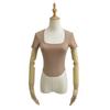 Camiseta de Manga Corta con Cuello en U y Máscara Nueva de Verano 2024 para Mujer, Camiseta Interior Adelgazante de Deseo Puro, Camisa de Figura de Cintura Alta