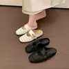 Versión de altura interior~Pantuflas tejidas de malla con suela gruesa para mujer, para uso exterior en verano, nuevo modelo 2026, mules, chanclas de media punta, sandalias de cuña