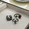 Anillo Popular Estilo Gótico Oscuro Y2K de Gato con Circonita Completa, Abierto, Dulce y Fresco, Sensación de Nicho de Alta Gama, Anillo Apilable