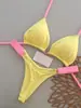 2026 Novo Biquíni Duas Peças Color Block Sexy Liso Estilo Europeu e Americano Venda por Atacado Estilo Férias na Praia para Mulheres
