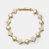 Pulseira de Trevo de Quatro Folhas Banhada a Ouro em Latão para Mulheres, Estilo Ins Coreano, Luxo Leve, Pulseira Elegante, Joias de Alta Qualidade da Moda Atacado
