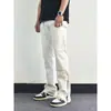 Calça Jeans Masculina com Fenda Lateral com Zíper Estilo High Street Transfronteiriço, Marca Americana Tendência Jeans Reto Largo Hip-Hop para Homens