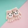 Luvas de Lã Tricotadas Quentes de Caxemira Infantis de Desenho Animado Panda Fofo para Inverno, Luvas de Cinco Dedos à Prova de Frio para Meninos e Meninas