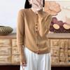 Comercio exterior 2023 Otoño Nuevo elegante cuello redondo manga larga botón arcoíris suéter versátil cárdigan tejido abrigo top para mujer