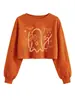 Amazon eBay Moda Europeia Americana Versátil Personalidade Solto Feminino Assustador Fantasma Vazado Cropped Moletom