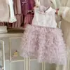 Lindo Vestido de Princesa para Niña, Falda de Brocado Jacquard, Vestido de Tarta de Tul en Capas, Nuevo Estilo de Invierno para Bebés