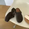 Sandalias de cuero tipo mocasín para mujer con plataforma gruesa y punta redonda, nuevo estilo otoño 2026