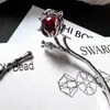 Dê Rosas em Nome do Amor~Pulseira Aberta de Rosa Vermelha Doce, Pulseira Espinhosa Elegante e Simples