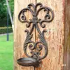 Aplique de Pared Hueco con Arco de Hierro Fundido Estilo Pastoral Europeo Portavelas Adornos Retro Nostálgicos Decoraciones Colgantes para Patio Hogar