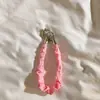 Pulsera plisada con lunares blancos y rosas estilo japonés, cordón para funda de teléfono, cadena colgante para bolso de moda para exteriores, funda de teléfono universal