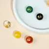 Ágata natural roja, amarilla, verde, estampado de oro a doble cara, cinco elementos, cuentas sueltas, oro, madera, agua, fuego, tierra, cuentas redondas para pulseras de cuentas DIY, en stock
