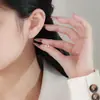 Pendientes de plata de ley S999 para pie, plata nueva, forma de U, estrellas, psicodélicos, cuento de hadas, dulces, belleza, pequeños, frescos, estilo Mori, para estudiantes