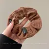 Goma para el pelo floral marrón, elegante y a la moda, con diseño de cuadros para mujer, nuevo estilo 2026, accesorio para el pelo de tela de alta calidad