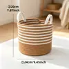 Cesta de almacenamiento tejida con hilo de algodón plegable con asa gran capacidad para la ropa sucia dormitorio sala de estar artículos varios cesta de almacenamiento de ropa