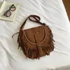 2026 nuevo bolso de playa, bolso de hombro, bolso cruzado, bolso con borlas de ante sintético, gran capacidad, esencial para salidas de otoño, bolso para mujer