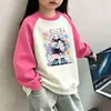 Sudadera de Dibujos Animados para Niños 2026 Otoño/Invierno Nuevo Estilo Sudadera de Algodón con Cuello Solapa para Niñas Pulóver Moderno Camiseta Básica para Niños Mayores