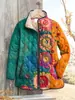 Chaqueta acolchada de algodón para mujer, moda independiente transfronteriza 2025 de Temu, con estampado digital de plantas y flores