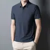 Verano Hielo Seda Urbana Negocios Cuello Solapa POLO Hombre Color Sólido Camiseta Sencilla Ropa de Papá Camisa de Aire Acondicionado LOGOTIPO