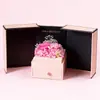 Regalo de San Valentín Collar de Proyección Joyería Caja de Regalo Oso Enamorado Rosa Puerta Doble Rosa Flor Eterna Hecho a Mano