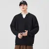 Suéter de punto de cuello en V para hombre estilo retro americano old money, nuevo suéter cálido de lana de invierno con tacto de terciopelo, tejido suelto para hombre
