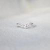 Anillo Abierto de Plata Esterlina s925 V Corazón de Amor con Zircón de Venta Caliente Transfronterizo para Mujer, Moda Simple, Estilo Europeo y Americano, Anillo de Comida