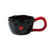 Taza de Cerámica con Forma de Corazón Blanca y Negra Roja Taza Doméstica Regalo de Amor para Pareja Oficina Taza Simple para Agua Taza de Café