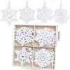 Artesanía de Madera en Stock Transfronteriza Serie Navideña Copo de Nieve Blanco Piezas de Madera Adornos de Decoración para el Hogar Navideño