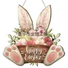 Transfronteiriço 2025 Produto Novo Criativo Flores da Primavera Festa do Coelho Placa de Boas-Vindas para Porta da Frente Placa de Madeira de Páscoa