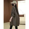 Gabardina versátil de estilo coreano con cuello alto para mujer, estilo británico de alta gama, nueva colección otoño 2026, talla petite, top elegante y de corte holgado