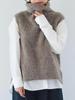 Corea del Sur Dongdaemun 2023 otoño e invierno estilo holgazán color sólido cálido cuello alto suéter chaleco sin mangas para mujer