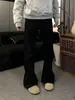 Jeans Negros Rectos Largos Casuales de Estilo Coreano para Hombre, Ajuste Delgado Limpio, Acampanados, Sencillos y Modernos
