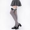 Calcetines hasta la rodilla de terciopelo gris para mujer primavera y verano negros delgados con lazo calcetines jk Lolita medias de viento puro