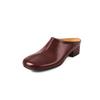 Zapatos de moda con punta dividida, primavera 2025, con puntera cubierta de piel de vaca, zapatillas Mueller, tacón bajo grueso, punta cuadrada, zapatos de cuero para mujer