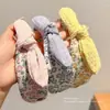 Diadema Floral Ancha con Lazo para Niñas que No Pellizca el Cabello, Lindo Pasador de Orejas de Conejo para Niñas y Bebés