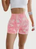 Nuevos shorts deportivos tie-dye transfronterizos para mujer, de cintura alta, levanta glúteos, ropa de yoga fitness, de tres cuartos de largo, secado rápido, pantalones de yoga adelgazantes