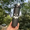 Taza de Agua Nueva Transfronteriza para Halloween 750ml Tapa de Rebote Taza con Tubo de Succión Alto Valor de Color Asa Escala Portátil Taza de Plástico