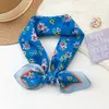 100% Algodón Diseño Coreano Cuadros Azules Cuadrado Pequeño Bufanda para Mujer Primavera Verano Versátil Combinación Camisa Decoración Bufanda Pequeña para Cuello Bufanda de Seda