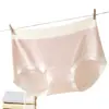 Estilo Fresco y Sencillo para Mujer Transpirables Color Sólido Algodón Puro Seda de Morera 7A Entrepierna Antibacteriana Bragas Triángulo Venta al por Mayor de Fábrica