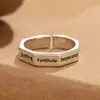 Anillo de Letra Siete Virtudes para Hombre Estilo Fresco Moderno Retro Personalizado Anillo Sencillo para Hombre Anillo Único Ajustable