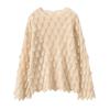 Suéter feminino de cashmere com gola redonda vazada e manga sino, estilo francês, moderno, tendência, top pullover novo e moderno