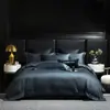 Juego de ropa de cama de cuatro piezas de algodón puro estilo nórdico de lujo ligero de alta gama, funda de edredón de color liso 100% algodón, sábana bajera, sábana encimera, funda de edredón, accesorios de cama
