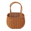 Cesta de Compras de Plástico Tejido Imitación Ratán Bolso de Mano con Orejas Vivas Cesta de Flores y Verduras Regalo de Acompañamiento Cesta de Almacenamiento