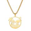 Collar Geométrico Popular de Acero Inoxidable Transfronterizo, Nuevo Colgante Estilo Vacacional Chapado en Oro de 18 quilates, Acero de Titanio Versátil para el Verano